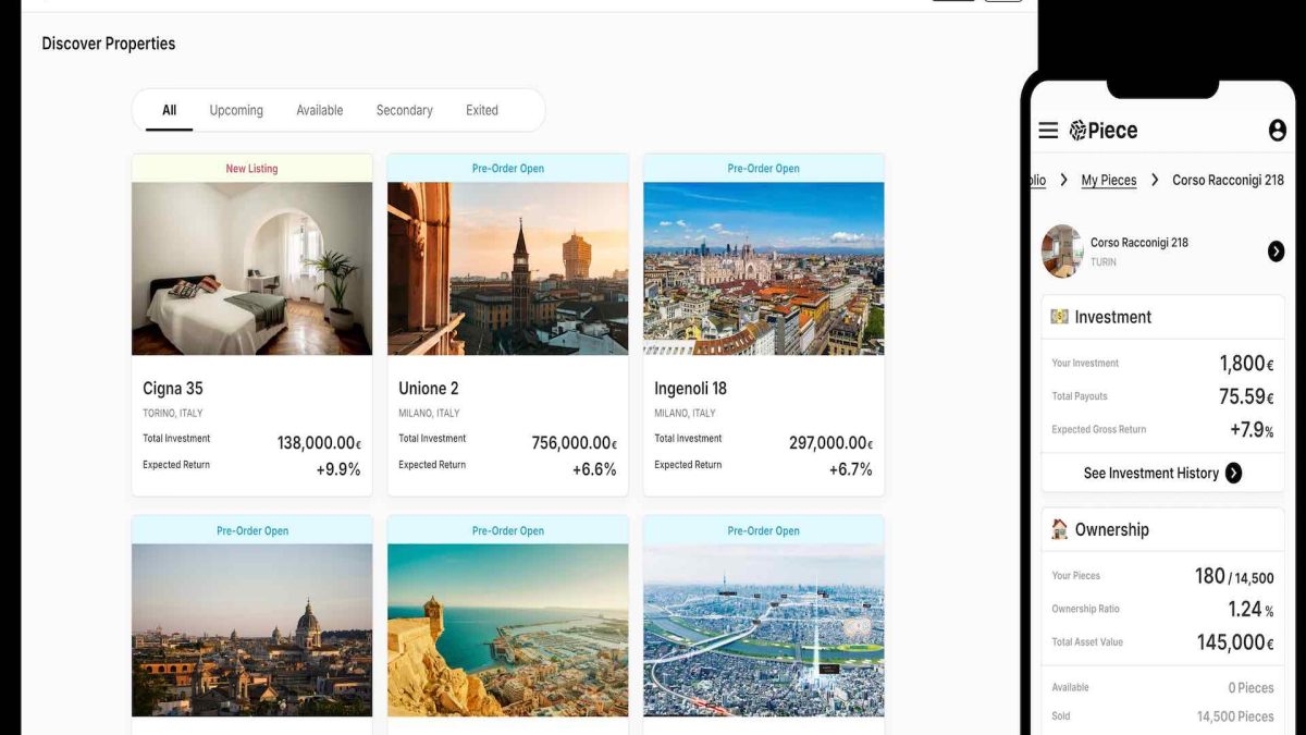 Al via Piece, piattaforma con accesso a titoli tokenizzati riferiti a immobili a reddito